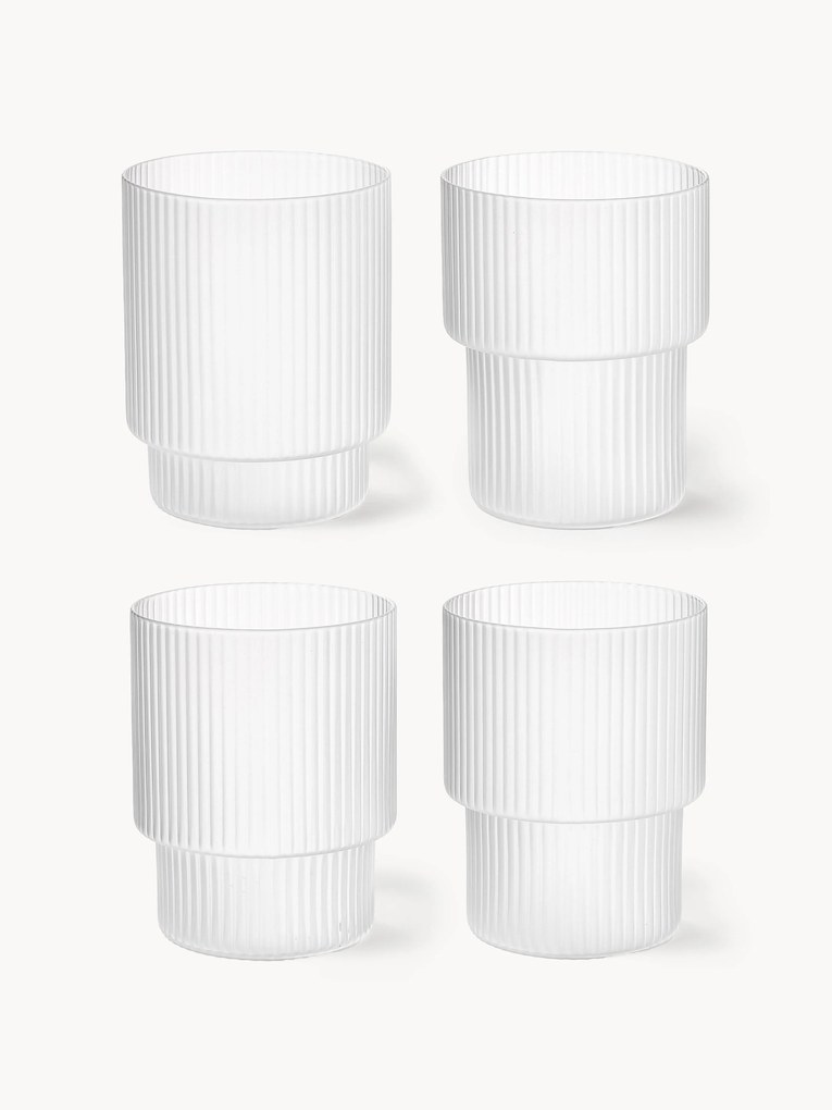Ručne fúkané reliéfne poháre Ripple, 200 ml, 4 ks