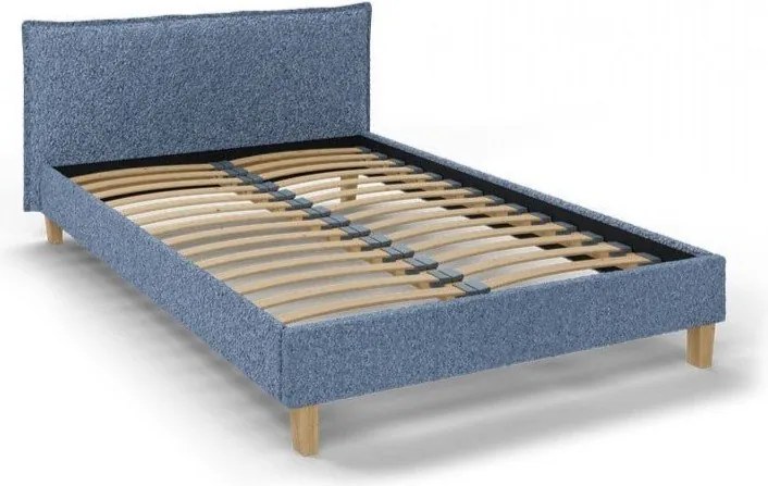 Modrá čalúnená dvojlôžková posteľ s roštom 140x200 cm Tina - Ropez