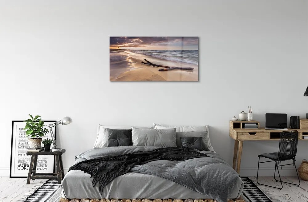 Sklenený obraz Gdańsk Beach sea sunset 125x50 cm