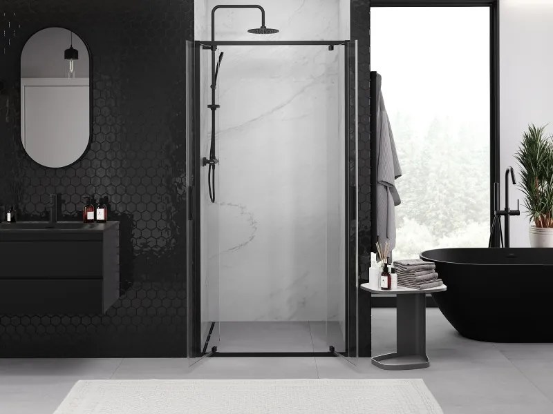 Mexen Exo, dvojité výklopné sprchové dvere, 110 cm, transparentné sklo, čierna, 8182-110-000-70-00