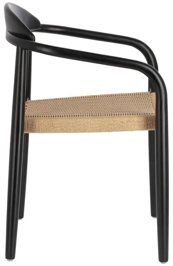 Béžovo-čierna záhradná stolička z eukalytového dreva Kave Home Glynis