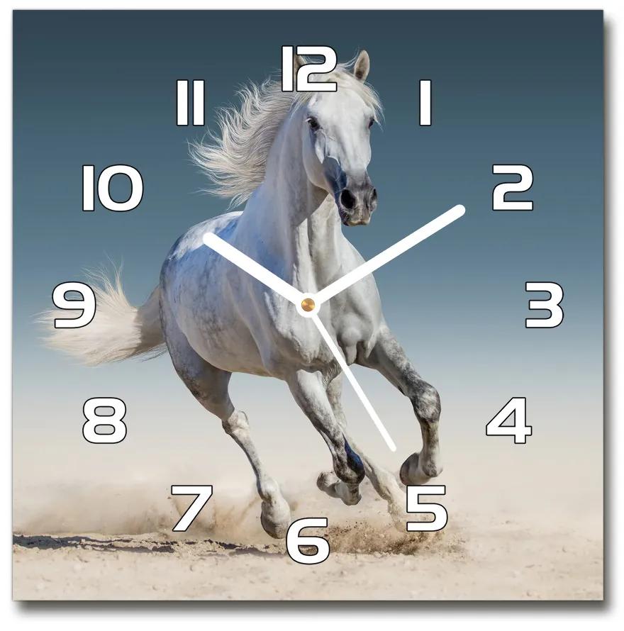 Sklenené hodiny štvorec Biely kôň v cvale pl_zsk_30x30_f_95257889