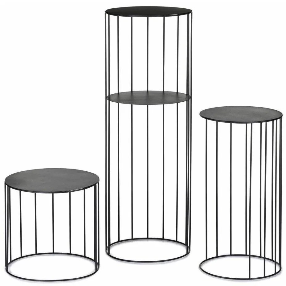 SADA 3x Stojan na kvety LOFT čierna