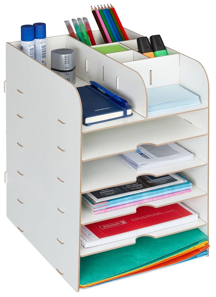 Organizér na stôl s úložnými priehradkami RD42749, biela