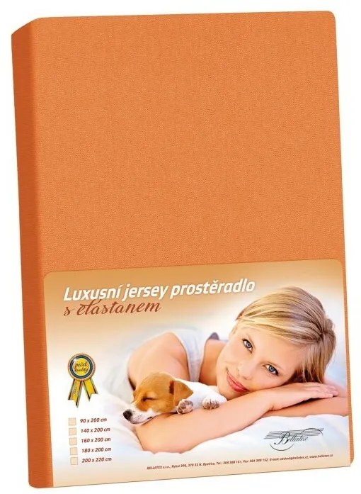Jersey prestieradlo s elastanom mandarínková, 140 x 200 cm