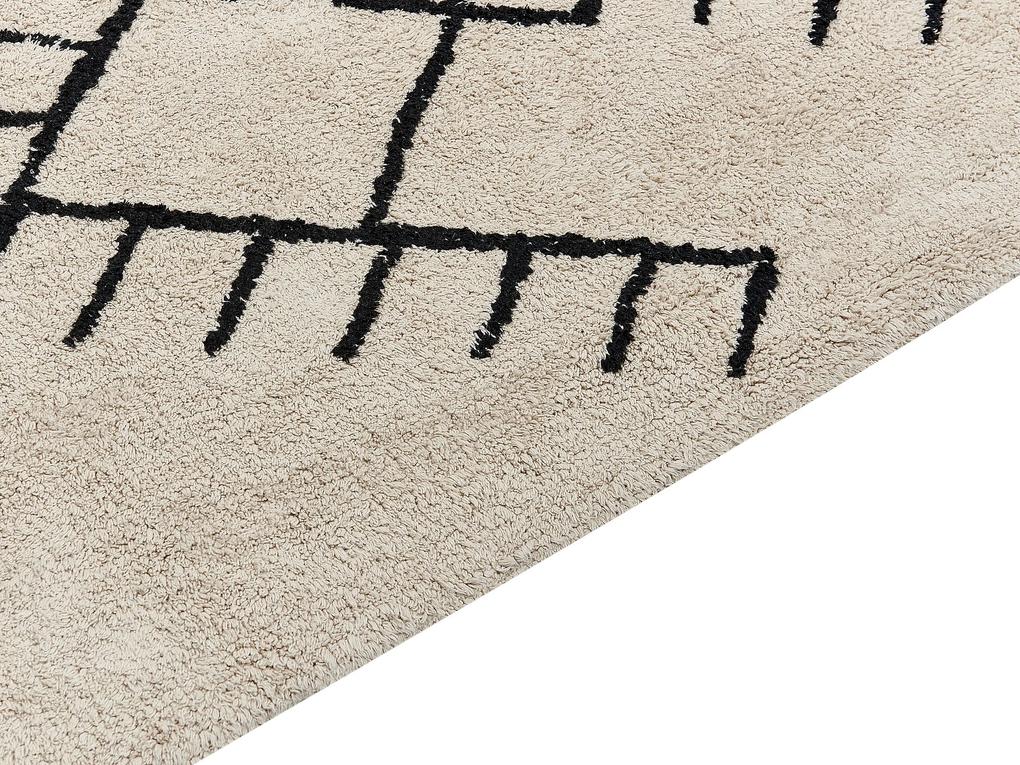 Bavlnený koberec 160 x 230 cm béžová/čierna ERLER Beliani