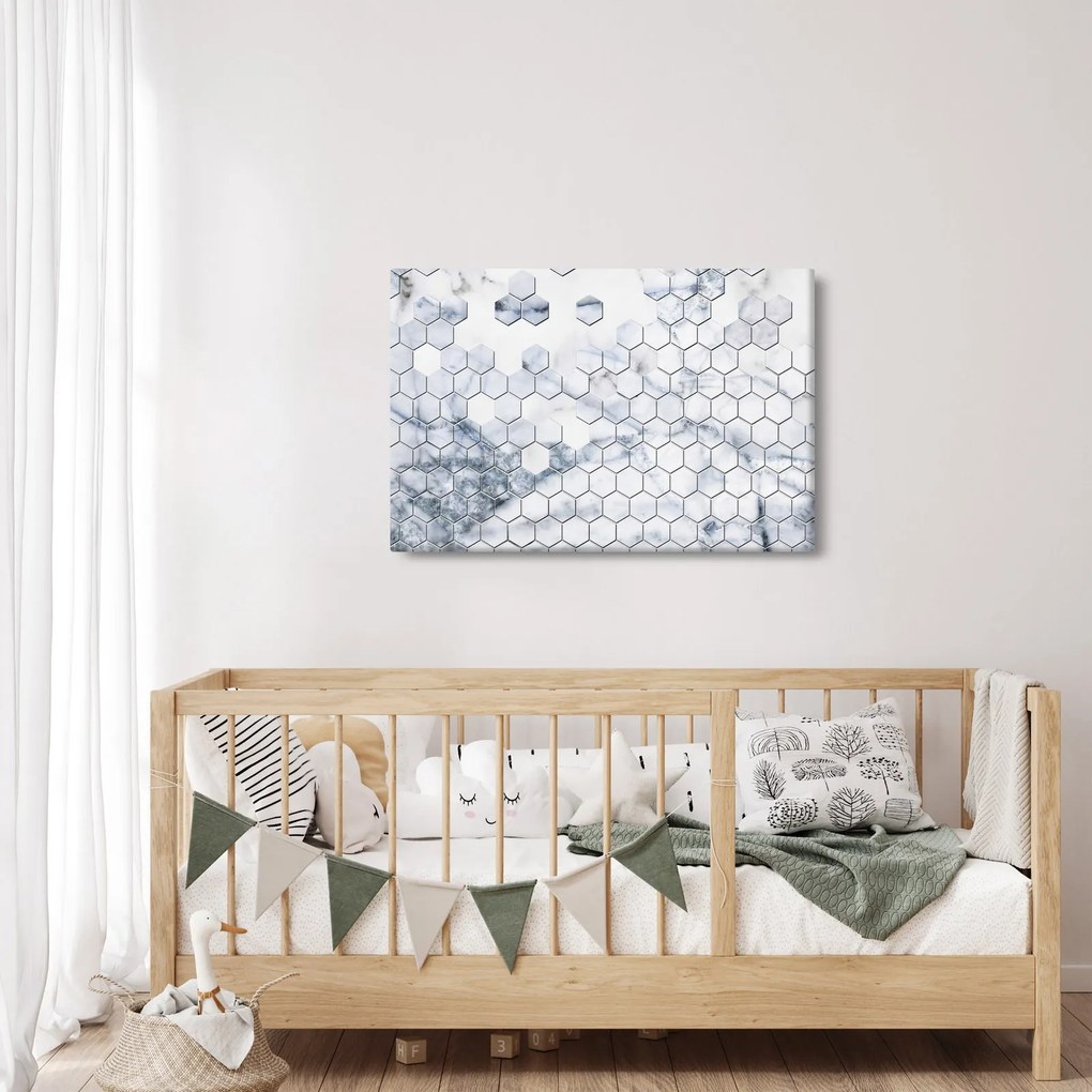 Obraz - Mramorované hexagóny (90x60 cm)