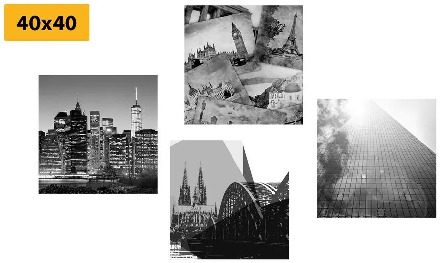Set obrazov mestá v zaujímavom prevedení - 4x 40x40