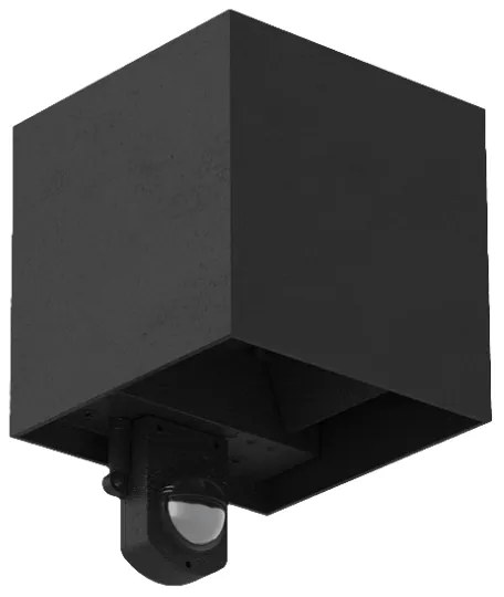 Brilagi - LED vonkajšie nástenné svietidlo so senzorom CUBE LED/6W/230V čierne IP65