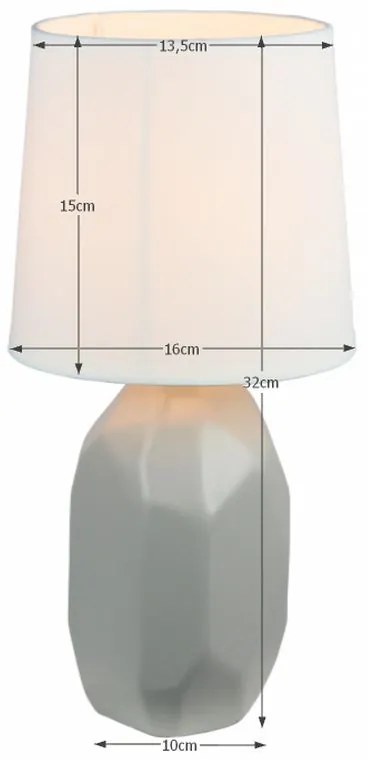 Kondela Keramická stolná lampa, QENNY TYP 2, sivá