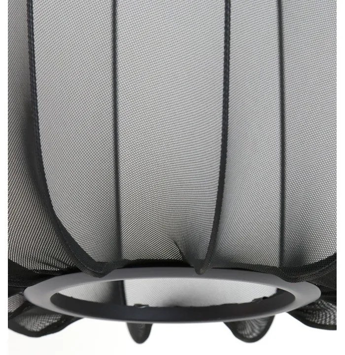 Čierne závesné svietidlo s textilným tienidlom ø 40 cm Plumeria – Light & Living