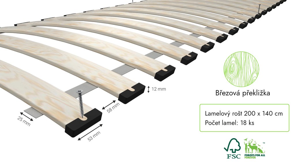 ATMOWOOD Drevený lamelový rošt 140 x 200 cm