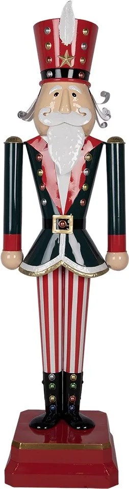 Kovová dekorácia Luskáčik Nutcracker v červeno - zelenom – 37*31*134 cm