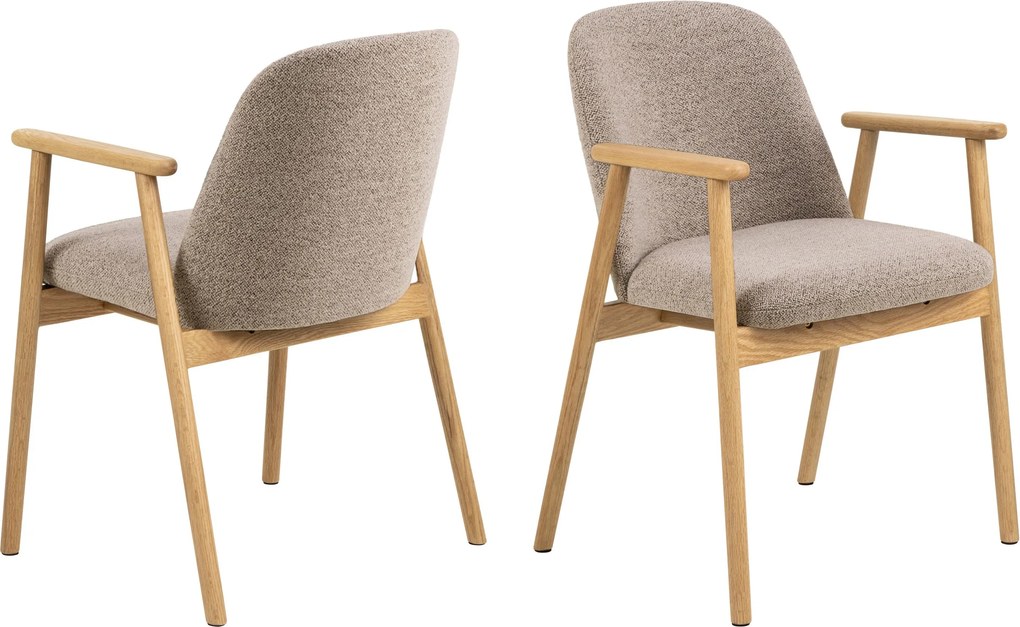 RODERIC Béžová Latte (látka Monza 60) / lakovaná dubová konštrukcia – DREVENÁ STOLIČKA BOUCLÉ RETRO