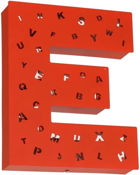 Červená svetelná dekorácia v tvare písmena Glimte Letter E