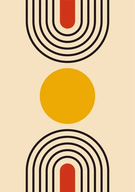 Ilustrácia Abstract geometric line poster. Mid century, Liubov Mahda