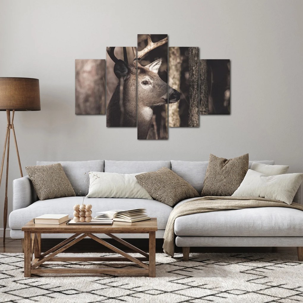 Obraz - Jeleň v lese (150x105 cm)