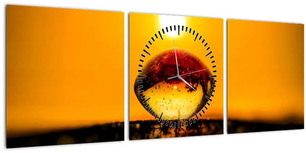 Obraz sklenené kvapky (s hodinami) (90x30 cm)