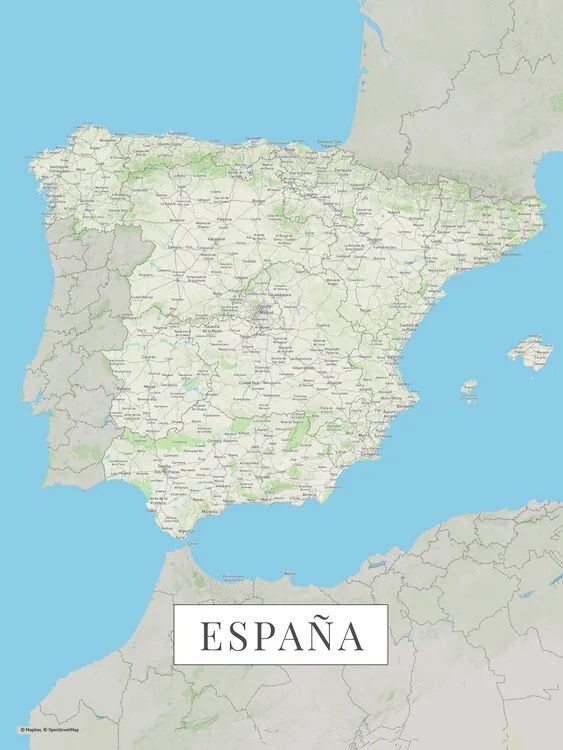 Mapa Spain color, (30 x 40 cm)