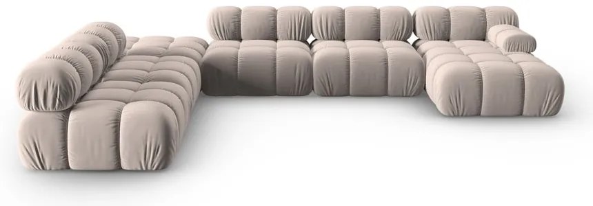 Svetlohnedá zamatová modulárna rohová pohovka (ľavý roh/do tvaru "U") Bellis – Micadoni