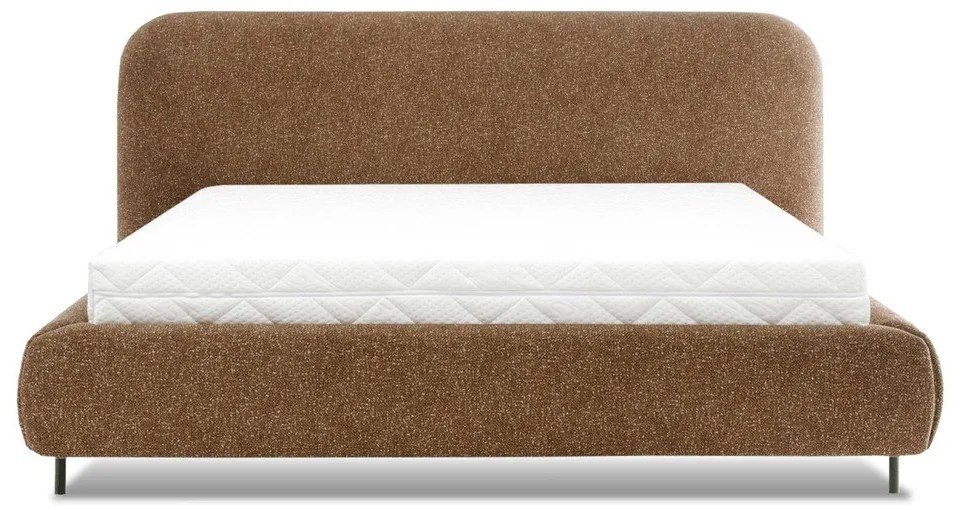 Okrovožltá čalúnená dvojlôžková posteľ s úložným priestorom s roštom 180x200 cm Pointt – ELTAP