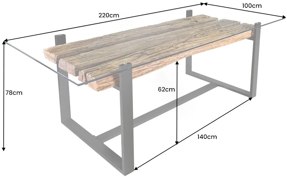 Dizajnový jedálenský stôl Shark II 220 cm teak