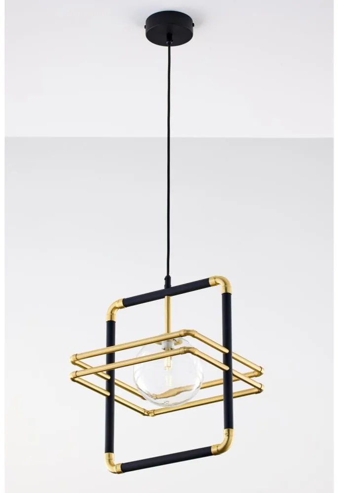 Jupiter 2028 - Luster na lanku FIORI 1xG9/10W/230V čierna/zlatá/číra