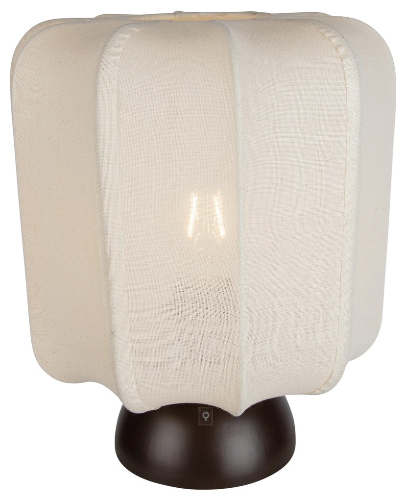Japandi stolná lampa tmavý bronz s béžovým tienidlom - Nori