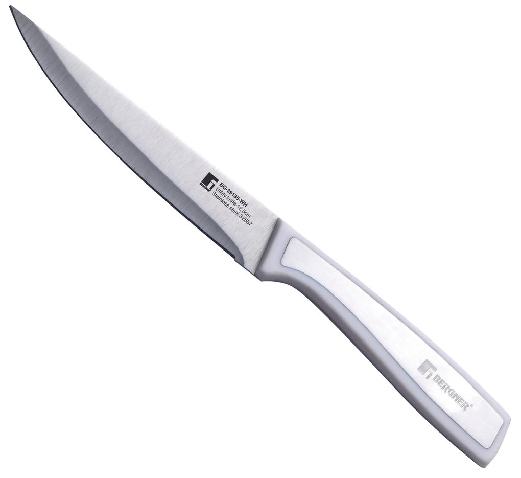 Univerzálny nôž Bergner z nehrdzavejúcej ocele / 12,5 cm / biely
