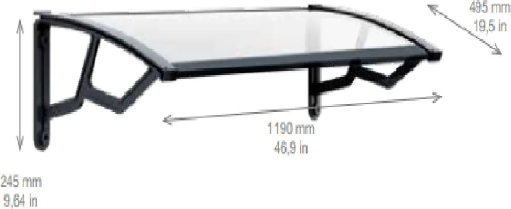 ARTPLAST Vstupná strieška 50 × 120 cm, priehľadná