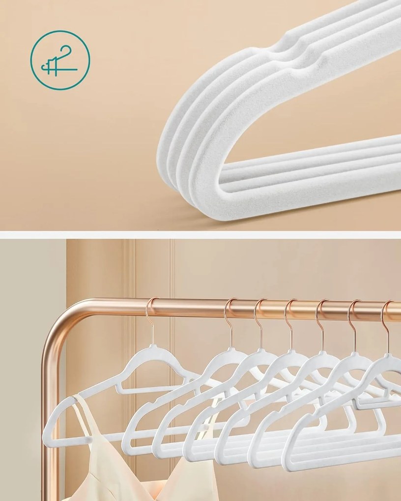 Súprava zamatových ramienok hrubých 30 ks biela