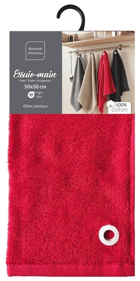 Červený froté bavlnený uterák 50x50 cm Cuistot – douceur d'intérieur
