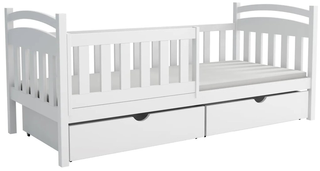 Detská posteľ z masívu borovice KORNÉLIA so šuplíkmi - 200x90 cm - BIELA