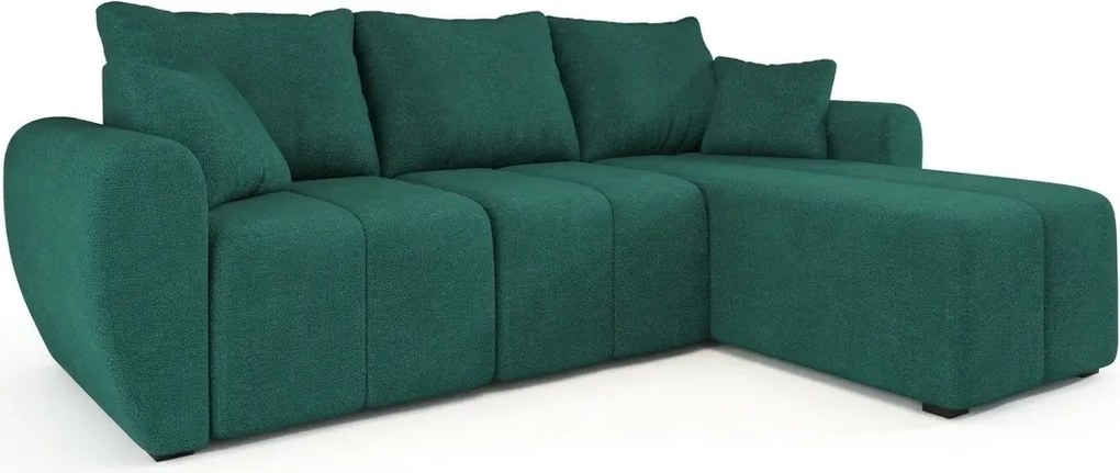 Rozkladacia obojstranná sedacia súprava do L SEVIO 246x145 cm, fľaškovozelená + 2 vankúšiky ZDARMA