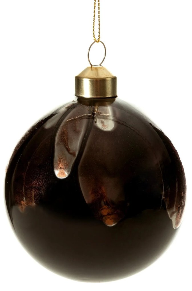 SKLENENÁ VIANOČNÁ BANKA NA STROMČEK SADA 4 KS (FI) 8 CM HNEDÁ