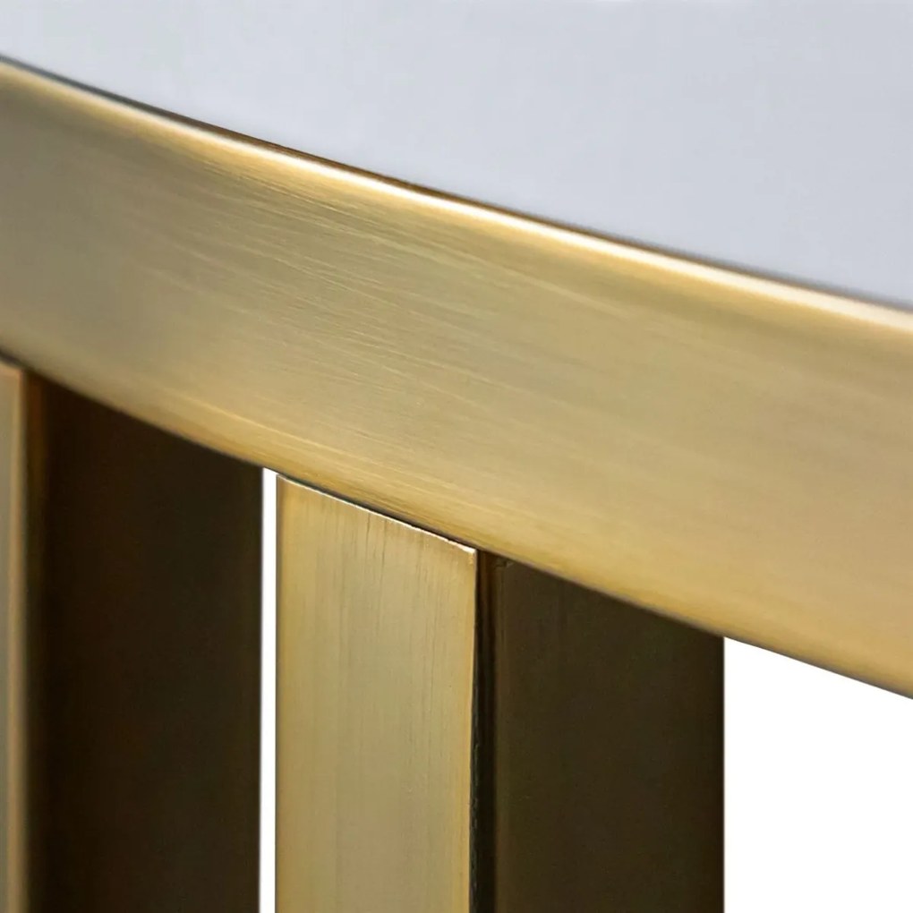 OKRÚHLY KONFERENČNÝ STOLÍK 2v1 LEONARDO 2 BRÚSENÁ ZLATÁ + ČIERNA MATNÁ