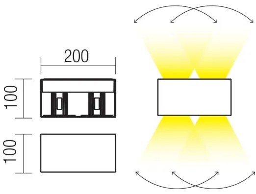 Redo 90302 - LED vonkajšie nástenné svietidlo VARY 4xLED/5W/230V IP54 antracit