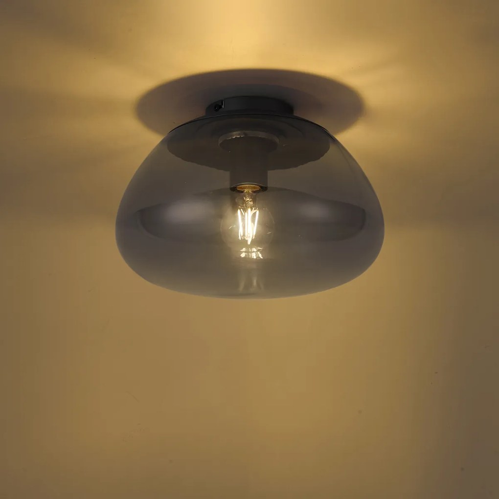 Dizajnové stropné svietidlo antracitové s dymovým sklom - Giselle