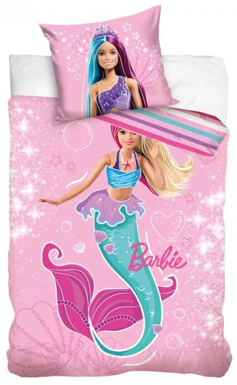 Carbotex Bavlnené obliečky 140x200 + 70x90 cm - Barbie morská panna