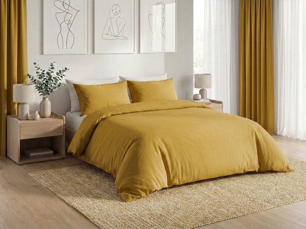 Bavlnené obliečky CALMORA horčicové Rozmer obliečky: 2 ks 70 x 90 cm | 160 x 220 cm