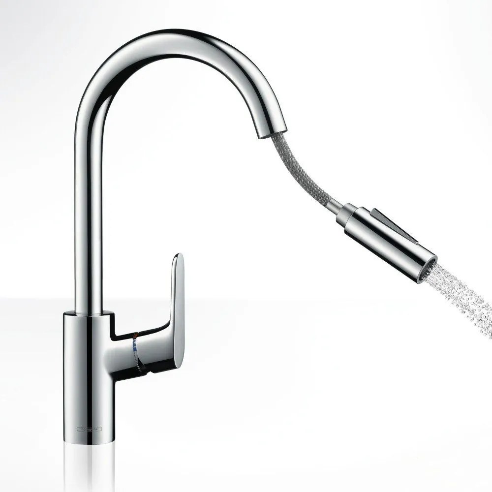 HANSGROHE Focus M41 páková drezová batéria Eco s vyťažiteľnou sprškou s prepínaním, 2jet, výška výtoku 225 mm, chróm, 31833000