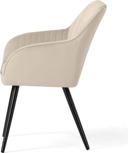 Sada šiestich jedálenských stoličiek FLORENCE zamatové, béžové / čierne nohy (6 ks)