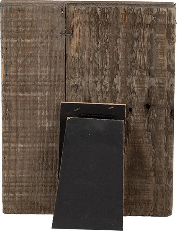 Hnedý antik drevený fotorámik s klipom Clipp - 21*3*16 cm / 9*13 cm