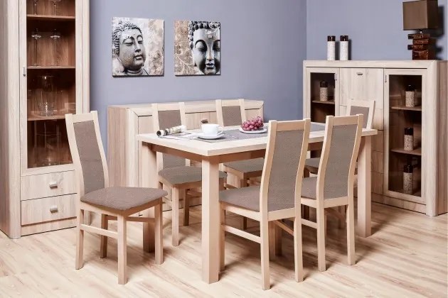 Agáta - Set 6x stolička, 1x stôl + rozklad (sonoma/madryt 126)