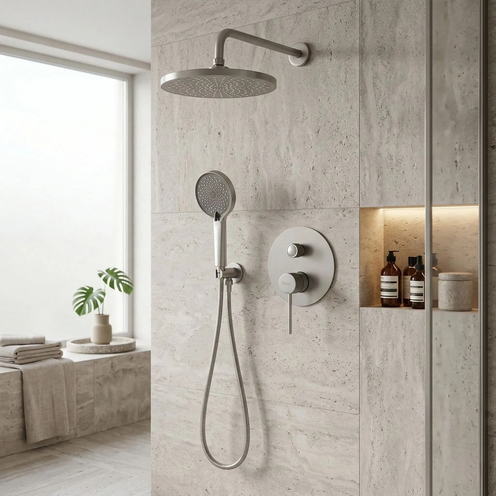 Rea Lungo Stripe, podomietková sprchová súprava + BOX, brúsená oceľ, REA-P9493