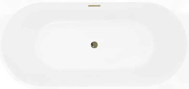 Mexen Silo, rohová voľne stojaca ryhovaná vaňa, pravá, 150 x 75 cm, biela-čierna, zlatý lesklý prepad, 52891507575P-50