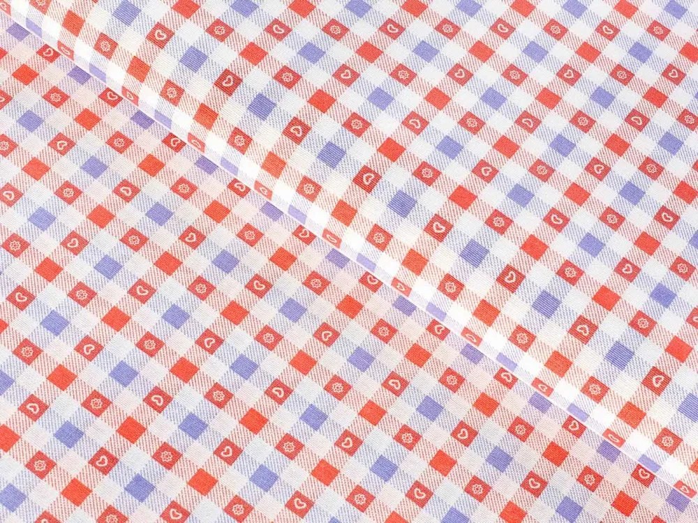 Biante Detský dekoračný záves Leona LN-028 Červeno-modré káro 130x140 cm