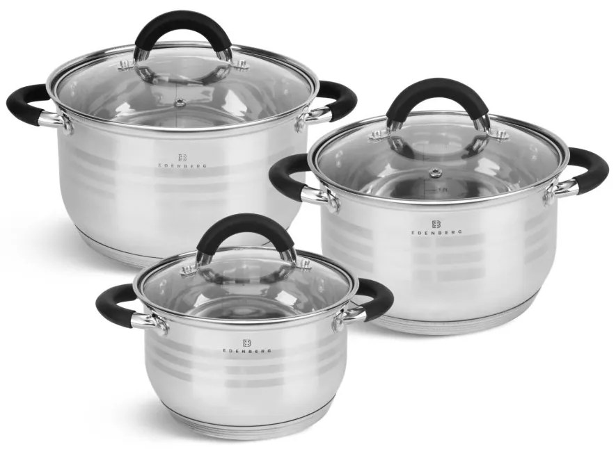 6 kusový set hrncov - silikónové úchytky