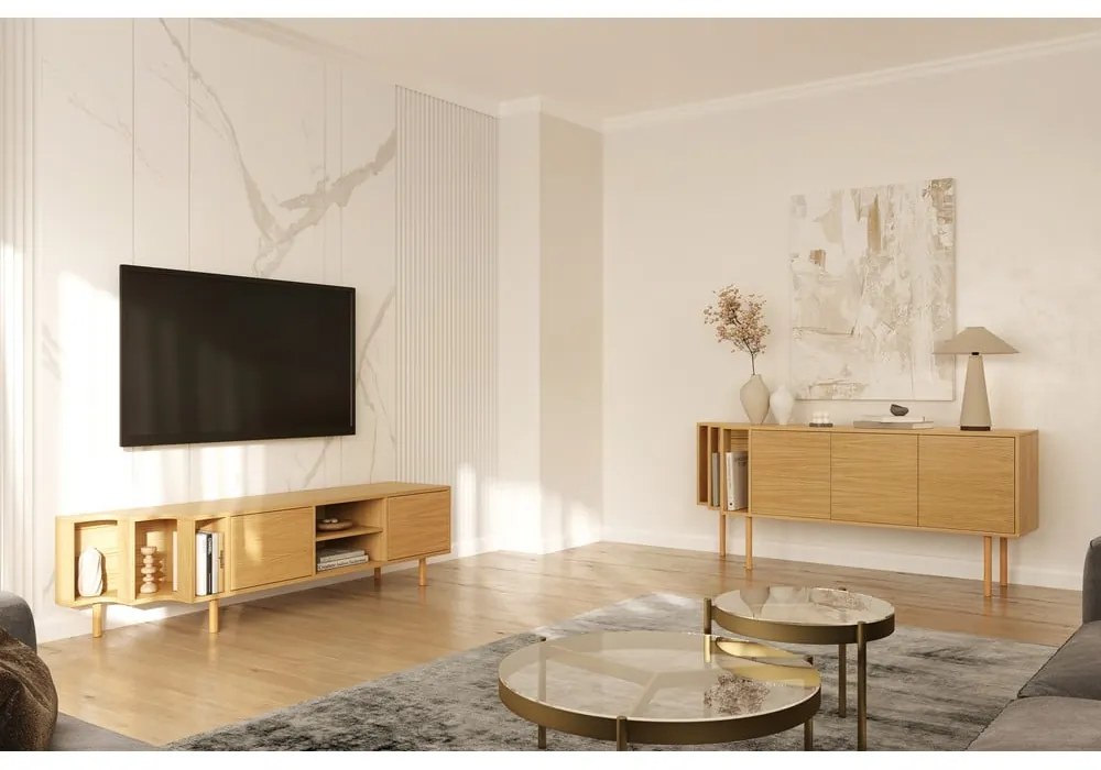 Komoda v dekore duba v prírodnej farbe 189x65x44 cm Shift – Woodman