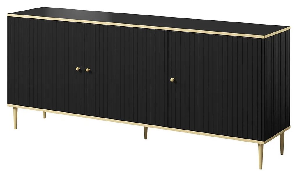 Komoda do obývačky Ulfeni, Farby: biela/biela + zlatá